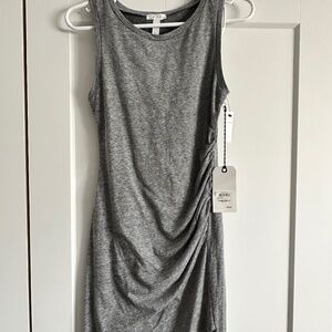 Leith Heather Grey Gathered Waist Dress Sz Small New with Tags!